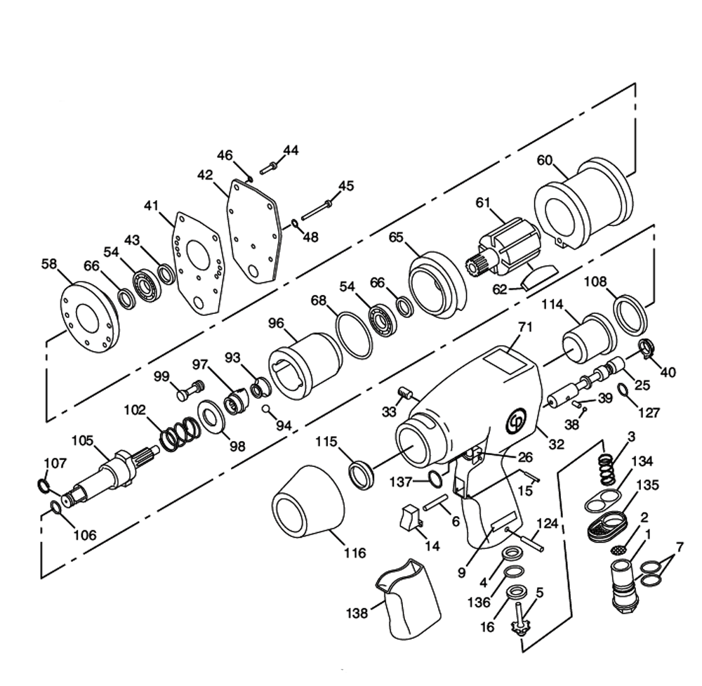 Figure 0 Diagram and Parts List for CP772HK  Chicago Pneumatic Wrench